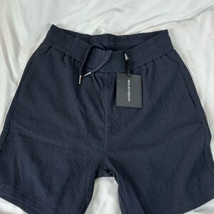 Maniere De Voir Navy Flat Front Shorts